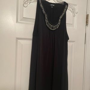 Baby doll dress with beaded neckline